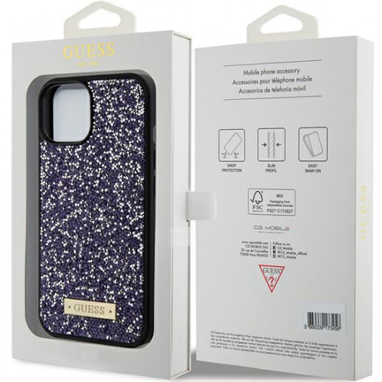 Guess GUHCP15SPFGSBSP iPhone 15 6.1" fioletowy/purple hardcase Rhinestone Metal Logo