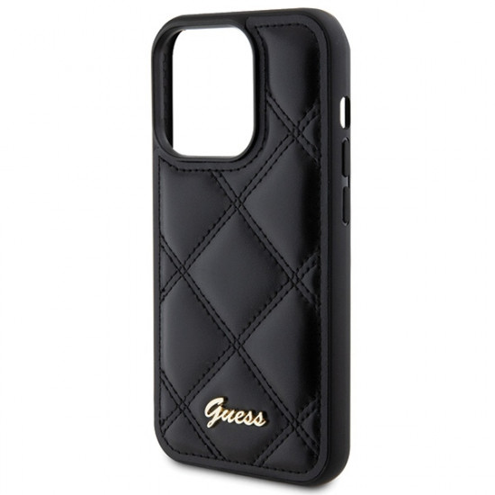 Guess GUHCP15LPSQSQSK iPhone 15 Pro 6.1" czarny/black hardcase Quilted Metal Logo