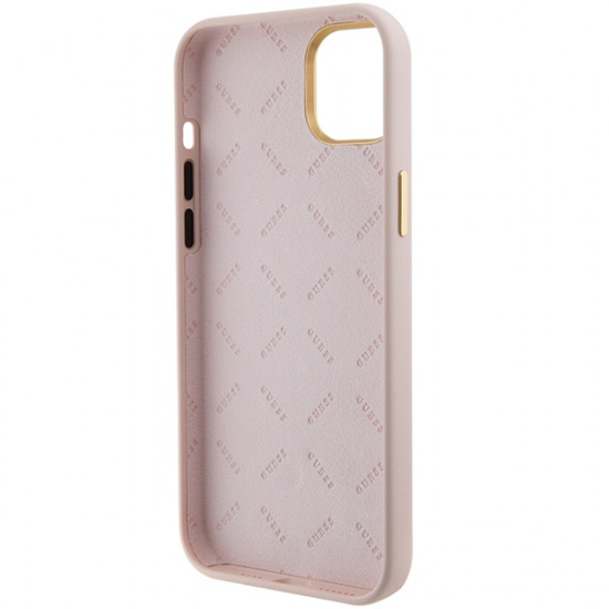 Guess GUHCP15SM4DGPP iPhone 15 6.1" jasnoróżowy/pink hardcase Silicone Logo Strass 4G