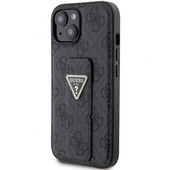 Guess GUHCP15SPGS4TDK iPhone 15 6.1" czarny/black hardcase Grip Stand 4G Triangle Strass