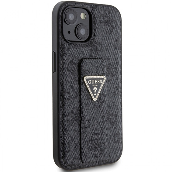 Guess GUHCP15SPGS4TDK iPhone 15 6.1" czarny/black hardcase Grip Stand 4G Triangle Strass