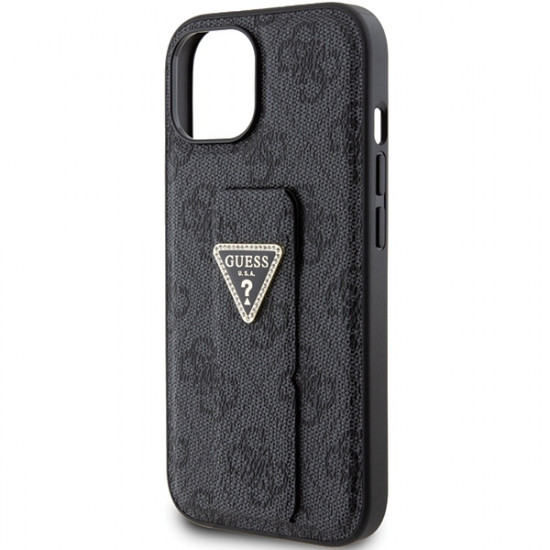 Guess GUHCP15SPGS4TDK iPhone 15 6.1" czarny/black hardcase Grip Stand 4G Triangle Strass