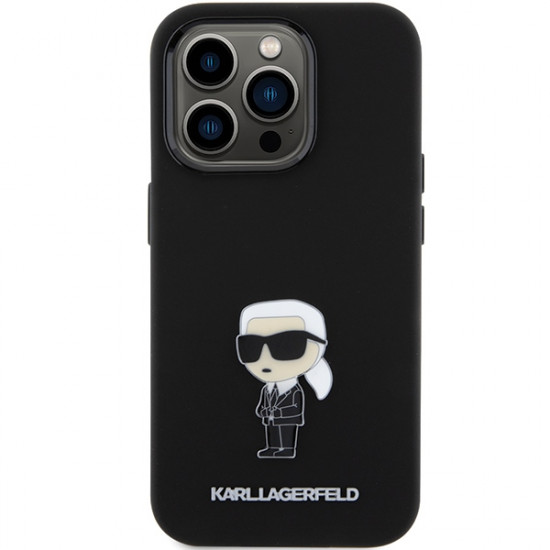 Karl Lagerfeld KLHCP15LSMHKNPK iPhone 15 Pro 6.1" czarny/black Silicone Ikonik Metal Pin