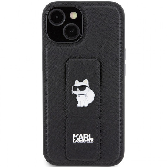 Karl Lagerfeld KLHCP15MGSACHPK iPhone 15 Plus 6.7" czarny/black hardcase Gripstand Saffiano Choupette Pins