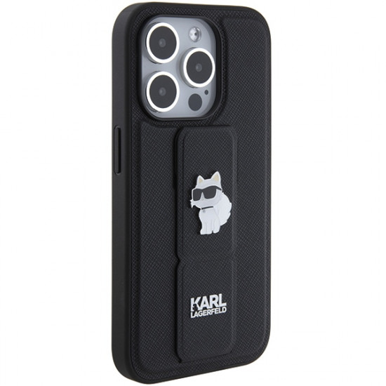 Karl Lagerfeld KLHCP15XGSACHPK iPhone 15 Pro Max 6.7" czarny/black hardcase Gripstand Saffiano Choupette Pins