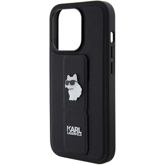 Karl Lagerfeld KLHCP15XGSACHPK iPhone 15 Pro Max 6.7" czarny/black hardcase Gripstand Saffiano Choupette Pins