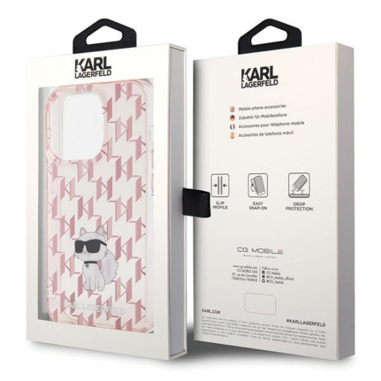 Karl Lagerfeld KLHCP15XHNCMKLP iPhone 15 Pro Max 6.7" różowy/pink hardcase Monogram Choupette