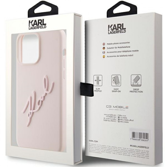 Karl Lagerfeld KLHCP15XSKSBMCP iPhone 15 Pro Max 6.7" różowy/pink hardcase Silicone Karl Script