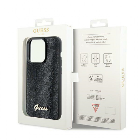 Guess GUHCP13LPMSDGSK iPhone 13 Pro / 13 6.1" czarny/black hardcase Disco Metal Script