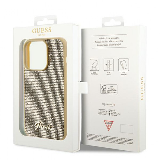 Guess GUHCP14LPMSDGSD iPhone 14 Pro 6.1" złoty/gold hardcase Disco Metal Script