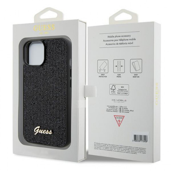 Guess GUHCP14SPMSDGSK iPhone 14 / 15 / 13 6.1" czarny/black hardcase Disco Metal Script Guess GUHCP14SPMSDGSK iPhone 14 / 15 / 13 6.1" czarny/black hardcase Disco Metal Script