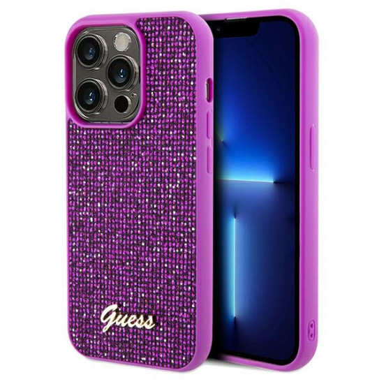 Guess GUHCP14XPMSDGSF iPhone 14 Pro Max 6.7" fuksja/fuschia hardcase Disco Metal Script