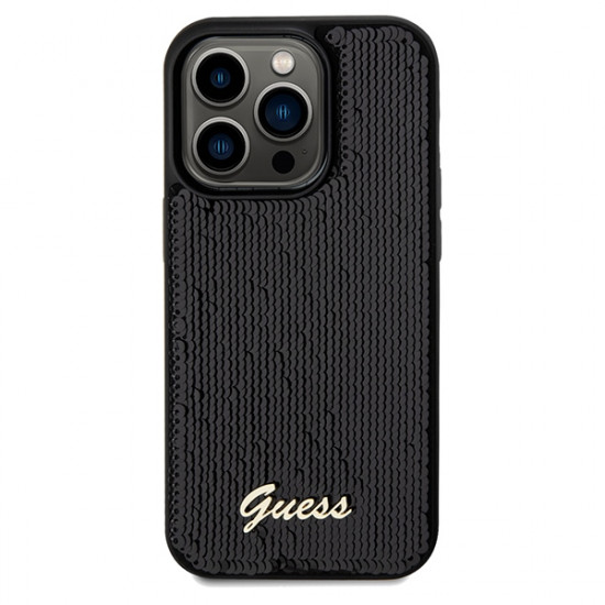 Guess GUHCP14XPSFDGSK iPhone 14 Pro Max 6.7" czarny/black hardcase Sequin Script Metal