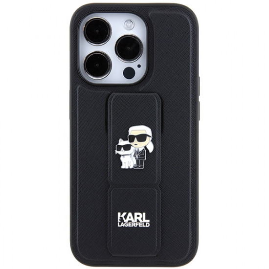 Karl Lagerfeld KLHCP14XGSAKCPK iPhone 14 Pro Max 6.7" czarny/black hardcase Gripstand Saffiano Karl&Choupette Pins Karl Lagerfeld KLHCP14XGSAKCPK iPhone 14 Pro Max 6.7" czarny/black hardcase Gripstand Saffiano Karl&Choupette Pins