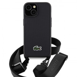 Lacoste LCHCP15SSPVCK iPhone 15 / 14 / 13 6.1" black hardcase Iconic Petit Pique Crossbody