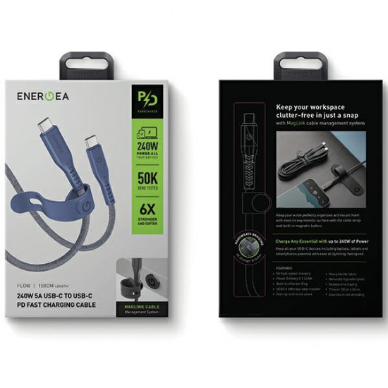 ENERGEA Flow cable USB-C - USB-C 1.5m blue 240W 5A PD Fast Charge