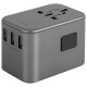 ENERGEA Travel World Adapter 4w1 US/UA/EU/UK 3xUSB-A, 2xUSB-C, PD35W, PPS35W, QC3.0 gunmetal