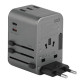 ENERGEA Travel World Adapter 4w1 US/UA/EU/UK 3xUSB-A, 2xUSB-C, PD35W, PPS35W, QC3.0 gunmetal