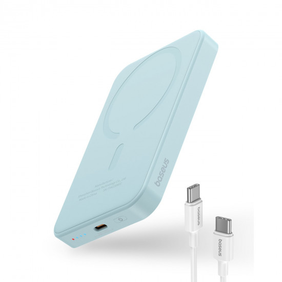 Baseus powerbank 5000mAh 20W with inductive charging + USB-C cable (20V/3A) blue