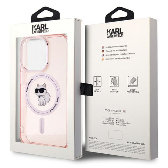 Karl Lagerfeld KLHMP15LHFCCNOP iPhone 15 Pro 6.1" pink hardcase IML Choupette MagSafe