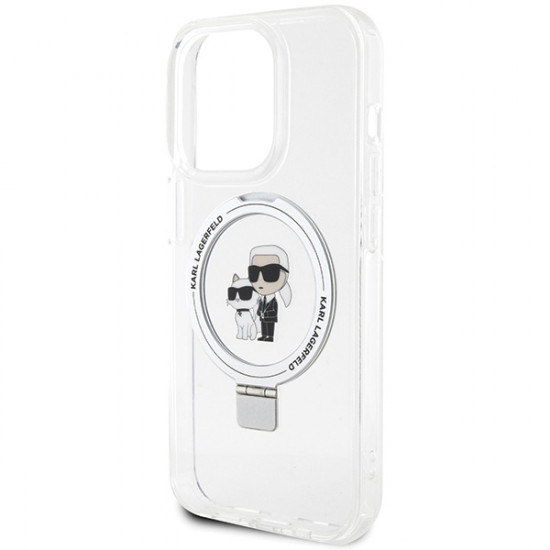 Karl Lagerfeld KLHMP13LHMRSKCH iPhone 13 Pro / 13 6.1" white hardcase Ring Stand Karl&Choupettte MagSafe