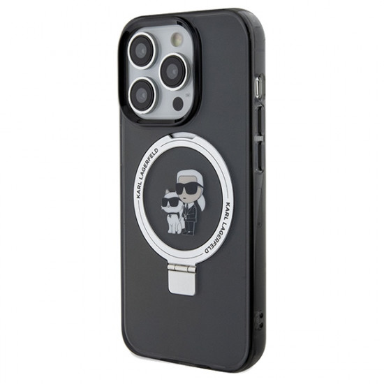 Karl Lagerfeld KLHMP14LHMRSKCK iPhone 14 Pro 6.1" black hardcase Ring Stand Karl&Choupettte MagSafe