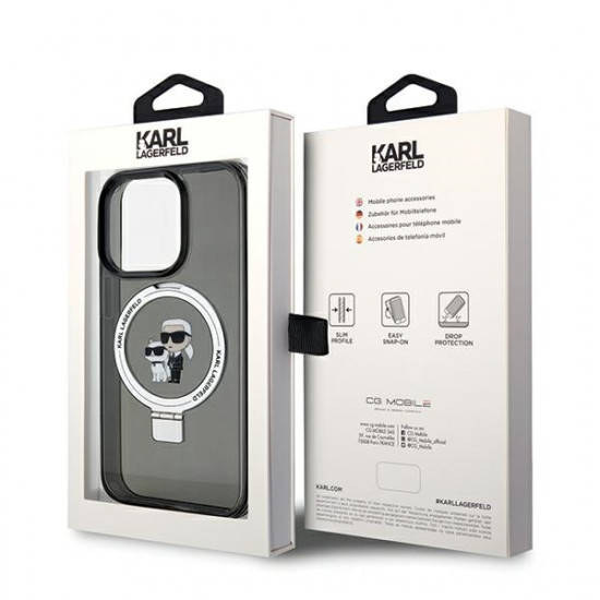 Karl Lagerfeld KLHMP14LHMRSKCK iPhone 14 Pro 6.1" black hardcase Ring Stand Karl&Choupettte MagSafe