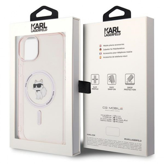 Karl Lagerfeld KLHMP15MHFCCNOP iPhone 15 Plus / 14 Plus 6.7" pink hardcase IML Choupette MagSafe