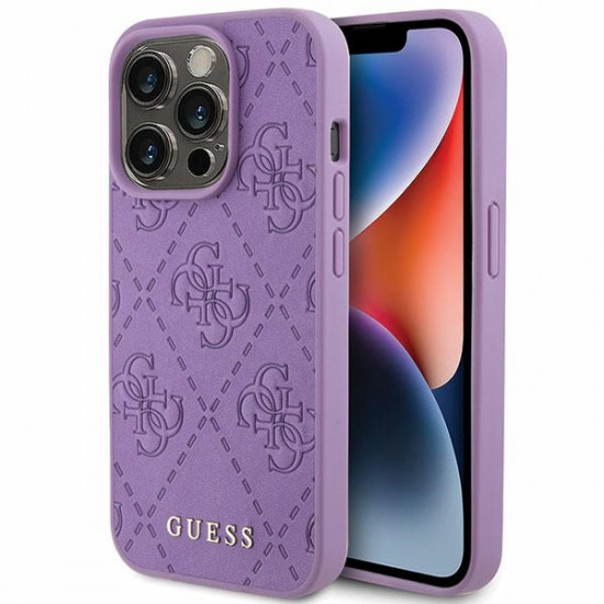 Guess GUHCP15LP4EPMU iPhone 15 Pro 6.1" light purple hardcase Leather 4G Stamped