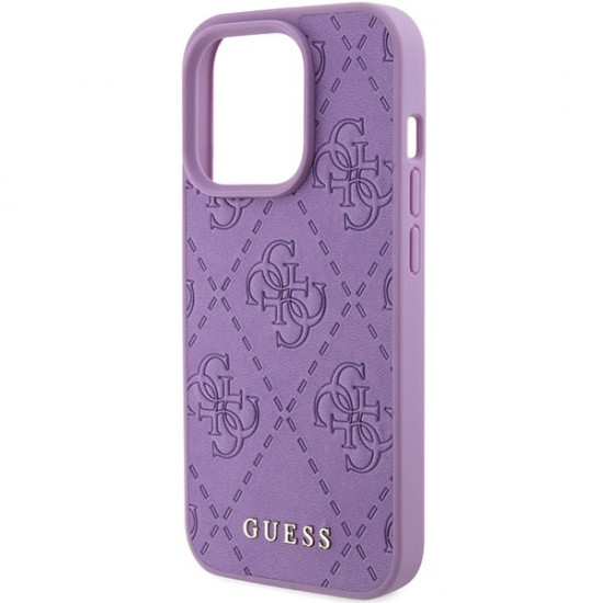 Guess GUHCP15LP4EPMU iPhone 15 Pro 6.1" light purple hardcase Leather 4G Stamped