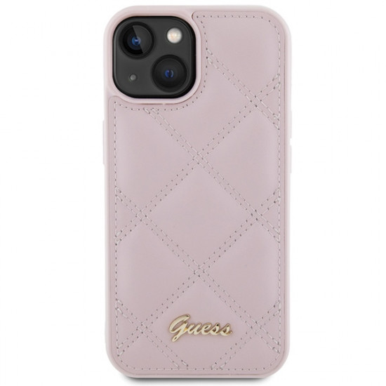 Guess GUHCP15SPSQSQSP iPhone 15 6.1" pink hardcase Quilted Metal Logo