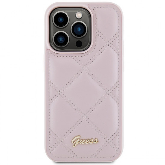 Guess GUHCP15XPSQSQSP iPhone 15 Pro Max 6.7" pink hardcase Quilted Metal Logo