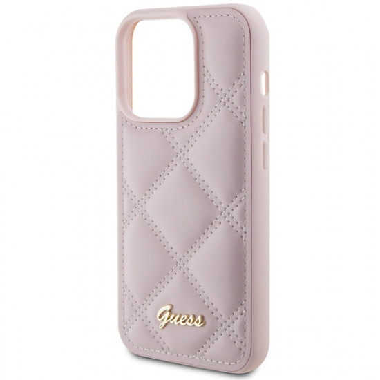 Guess GUHCP15XPSQSQSP iPhone 15 Pro Max 6.7" pink hardcase Quilted Metal Logo