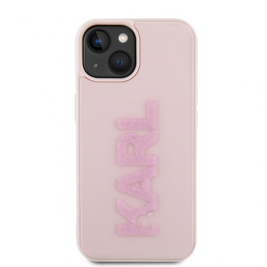 Karl Lagerfeld KLHCP15S3DMBKCP iPhone 15 6.1" pink hardcase 3D Rubber Glitter Logo