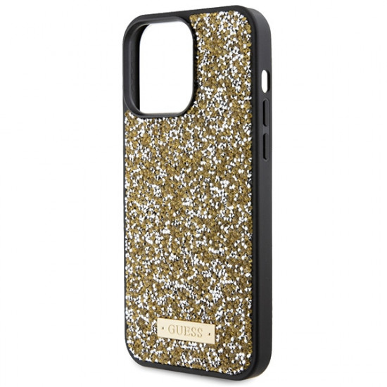 Guess GUHCP15XPFGSBSD iPhone 15 Pro Max 6.7" yellow hardcase Rhinestone Metal Logo