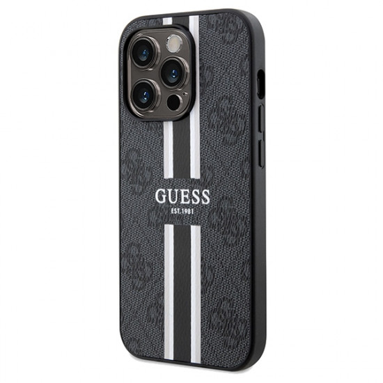 Guess GUHMP15LP4RPSK iPhone 15 Pro 6.1" black hardcase 4G Printed Stripes MagSafe