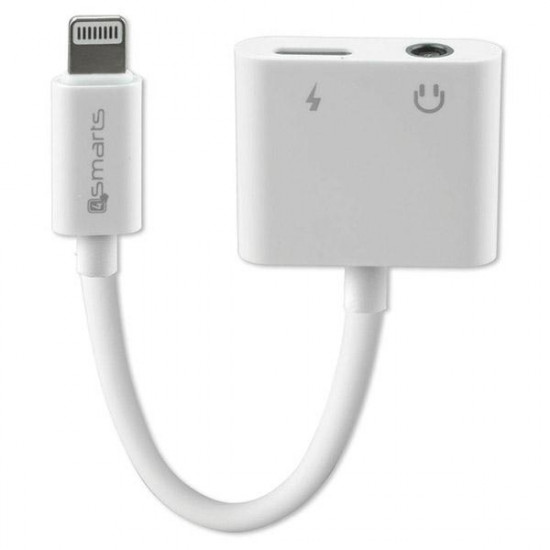 4smarts Active Audio and Charging Splitter Lightning to Lightning and 3.5mm AUX white 468673