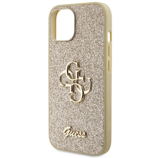 Guess GUHCP15MHG4SGD iPhone 15 Plus / 14 Plus 6.7" gold hardcase Glitter Script Big 4G