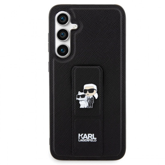 Karl Lagerfeld KLHCS23FEGSAKCPK S23 FE S711 black hardcase Gripstand Saffiano Karl&Choupette Pins