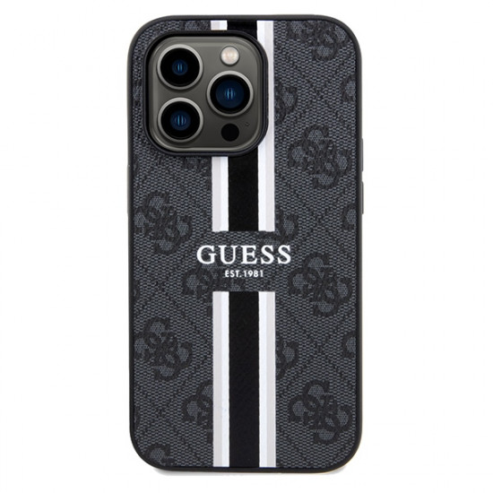 Guess GUHMP15XP4RPSK iPhone 15 Pro Max 6.7" black hardcase 4G Printed Stripes MagSafe