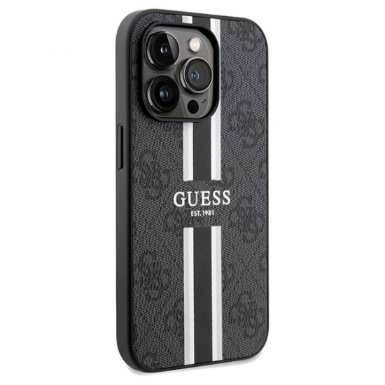 Guess GUHMP15XP4RPSK iPhone 15 Pro Max 6.7" black hardcase 4G Printed Stripes MagSafe