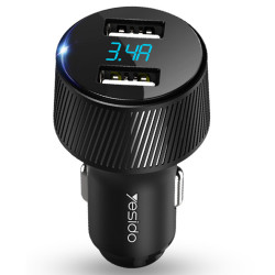 Yesido  Car Charger (Y31)  2x USB, LED Display, QC 3.0, 18W, 3A  Black Yesido  Car Charger (Y31)  2x USB, LED Display, QC 3.0, 18W, 3A  Black