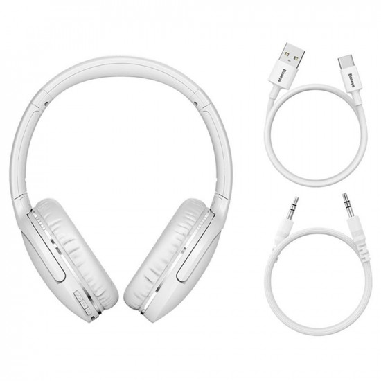 Baseus  Wireless Headphones Encok D02 Pro (NGTD010302)  Over Ear Design, Noise Reduction, Bluetooth V5.3  White