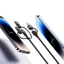 Usams  Data Cable 6in1 U85 (US SJ645)  Fast Charging PD100W, USB, Type C to Lightning, Micro USB, USB C, 1.2m  Black Usams  Data Cable 6in1 U85 (US SJ645)  Fast Charging PD100W, USB, Type C to Lightning, Micro USB, USB C, 1.2m  Black