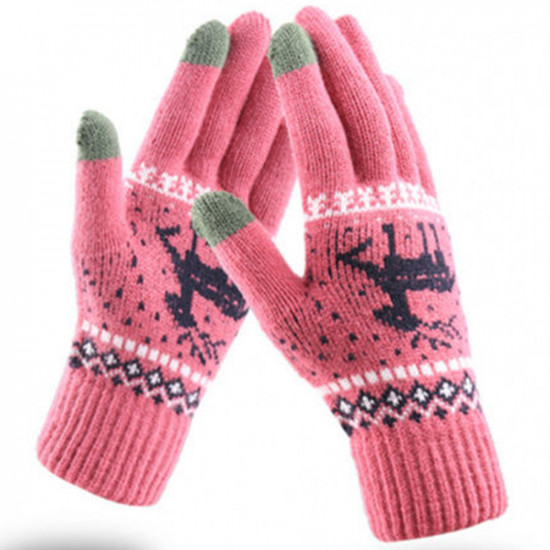 Techsuit  Touchscreen Gloves Raindeer (ST0002)  Wool  Dark Pink