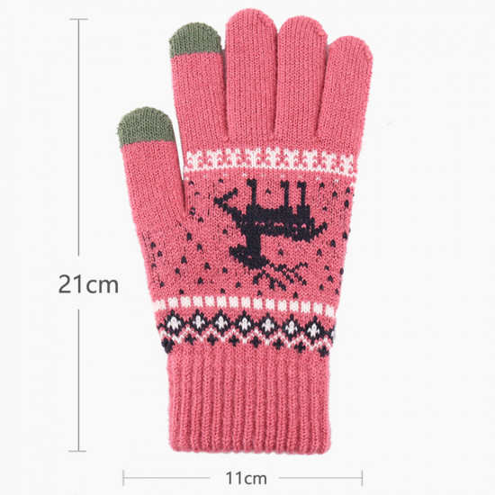 Techsuit  Touchscreen Gloves Raindeer (ST0002)  Wool  Dark Pink