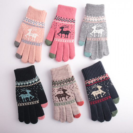 Techsuit  Touchscreen Gloves Raindeer (ST0002)  Wool  Dark Pink