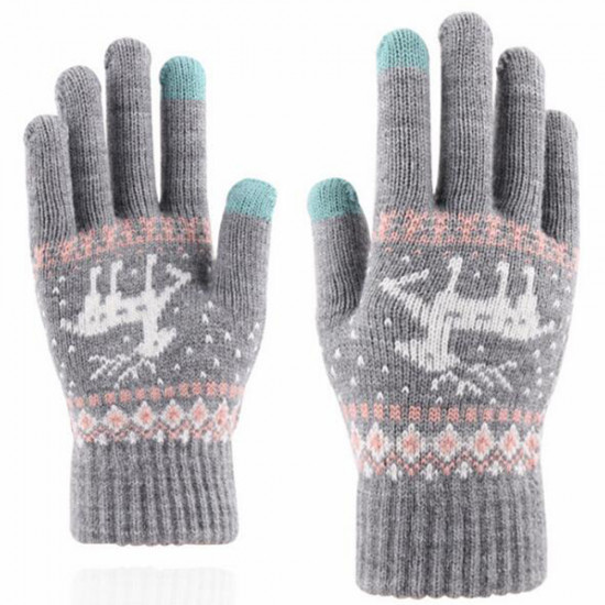 Techsuit  Touchscreen Gloves Raindeer (ST0002)  Wool  Gray