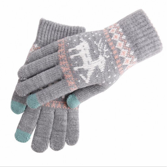 Techsuit  Touchscreen Gloves Raindeer (ST0002)  Wool  Gray