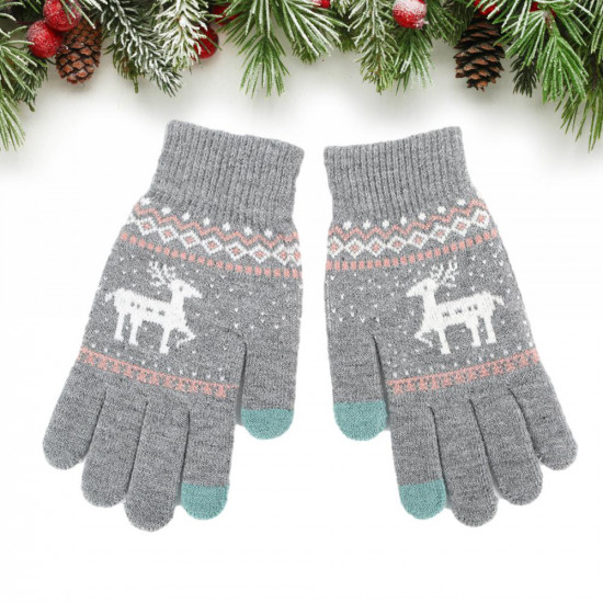 Techsuit  Touchscreen Gloves Raindeer (ST0002)  Wool  Gray